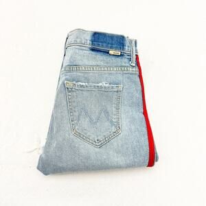 Mother Superior The Insider Crop Fray Thanks, Again Racer Denim Jeans Size 24